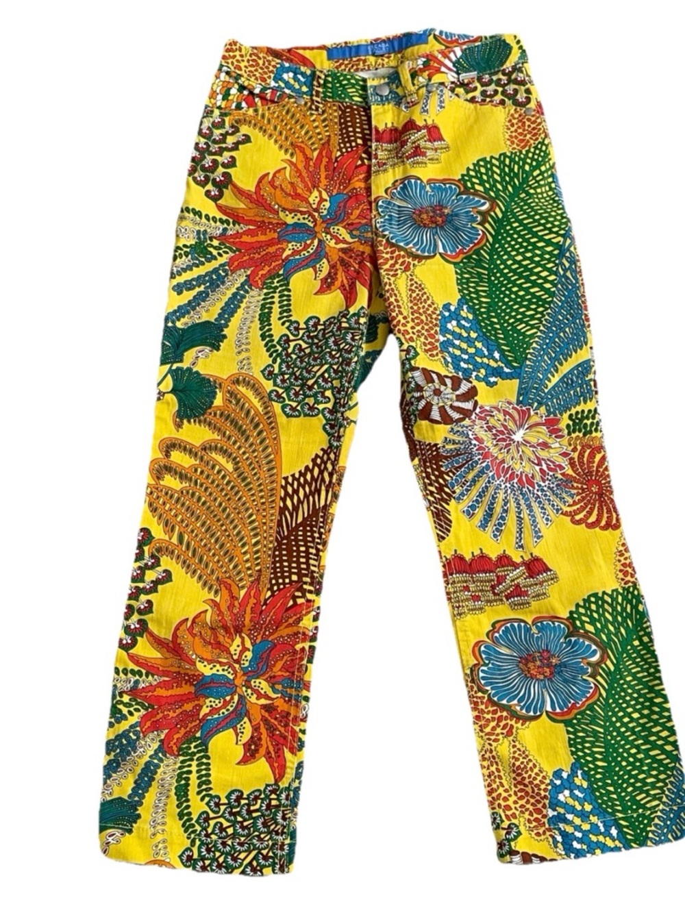 ESCADA Sport TROPICAL Floral JEANS Size Small CRUISE Resort PANTS Euro Size 34 - Picture 11 of 12